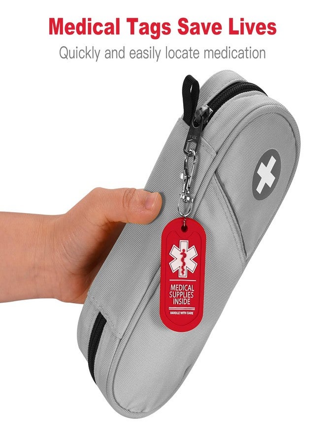 MEDMAX بطاقة داخلية للمستلزمات الطبية من MEDMAX (عبوة من قطعتين)، تعامل بحذر مع الحقائب أو الأمتعة التي تحتوي على أجهزة طبية، سهلة الرؤية، بطاقات تنبيه طبية مزدوجة الجوانب لسحاب الحقيبة (أحمر) - Image 5